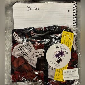 Kids Zipper Romper - Black and Red